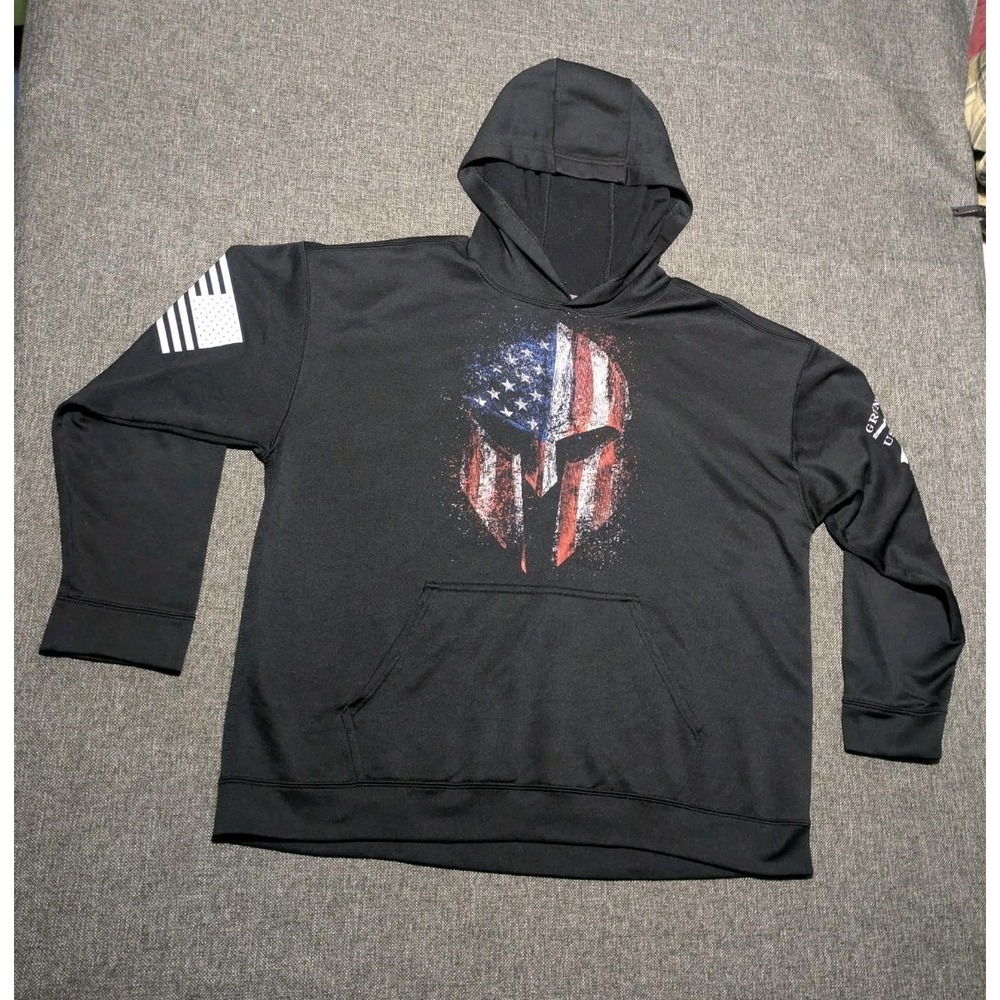 Grunt Style American Spartan 2.0 Casual Hooded Sweatshirt Black Men's Size XL